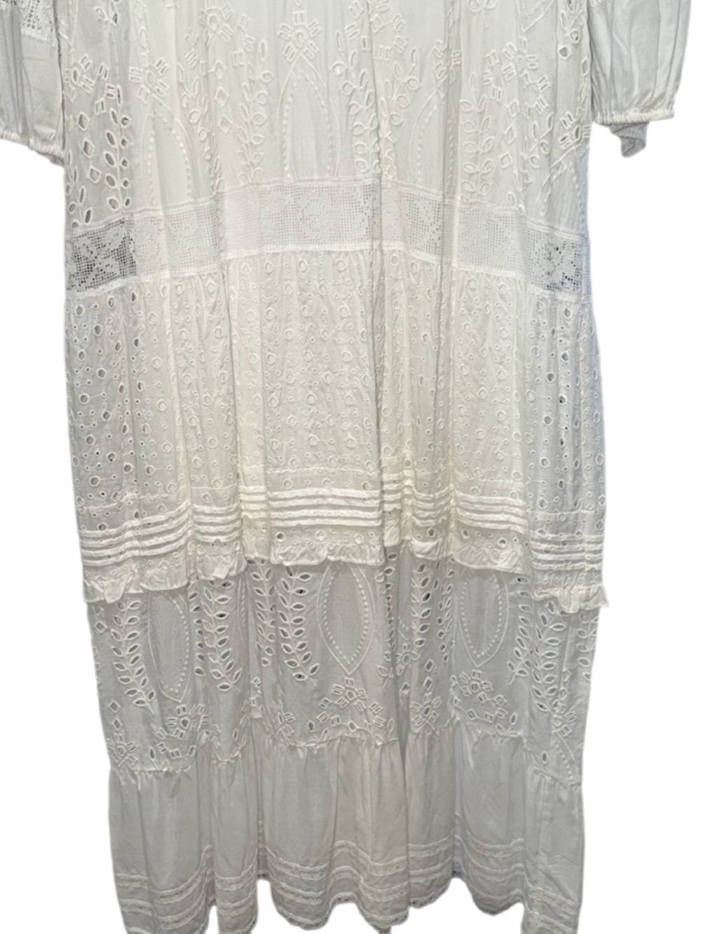 Johnny Was "Jade" White Sleeve Rayon Maxi Dress w white fitted slip-flawless xl - Picture 10 of 15